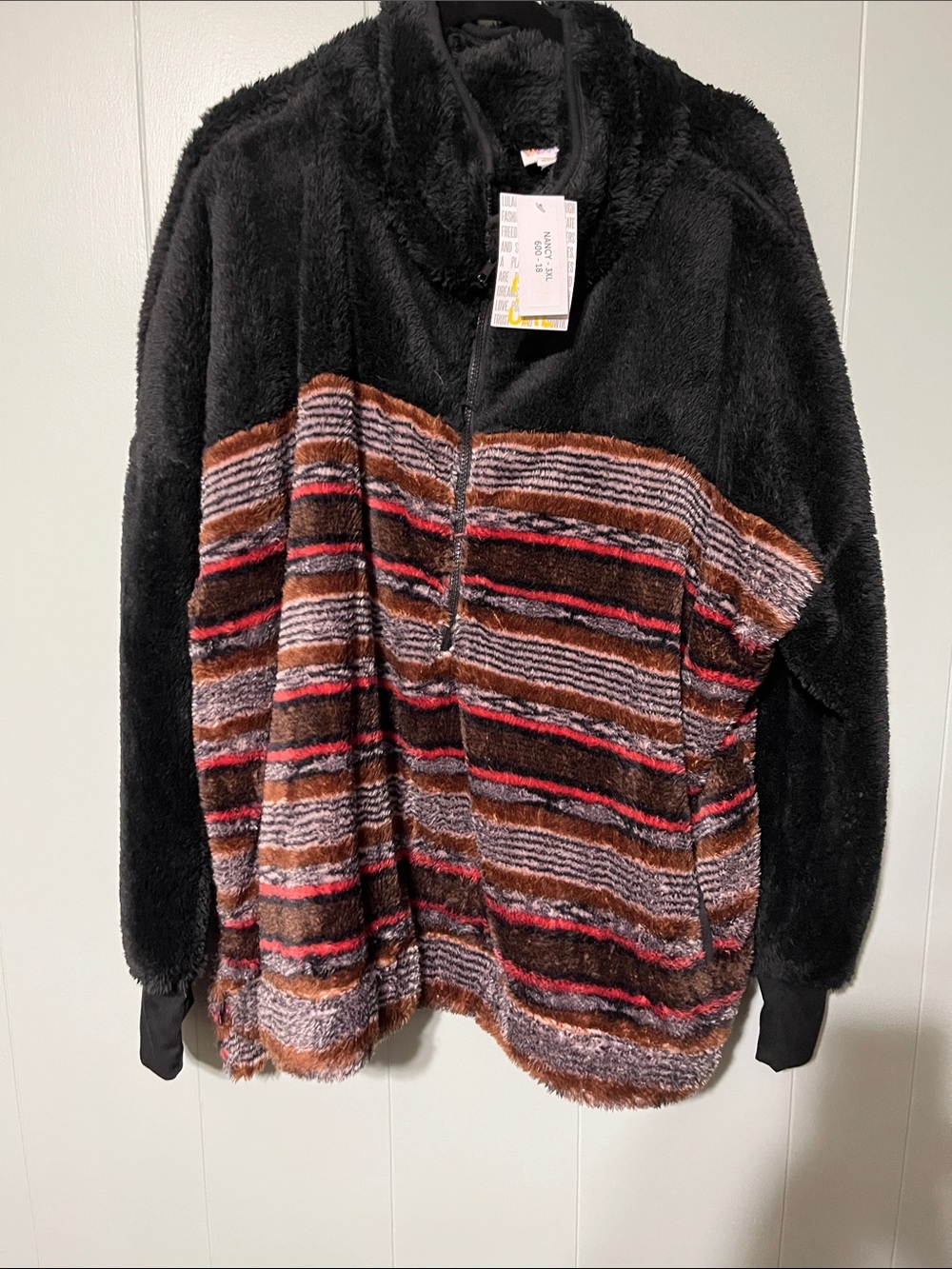 LuLaRoe Black Teddy Plush Zip-Up Jacket
